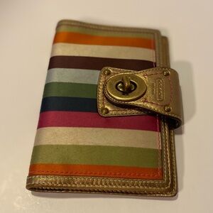 Coach 2009 Legacy Gold & Multi Color Striped Agenda Planner
